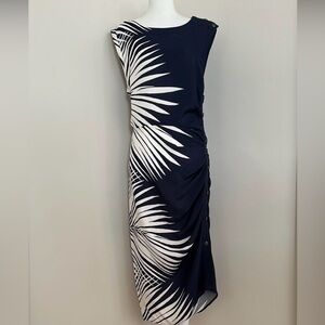 Veronica Beard Mojorra Ruched Palm Leaf-Print Sheath Dress